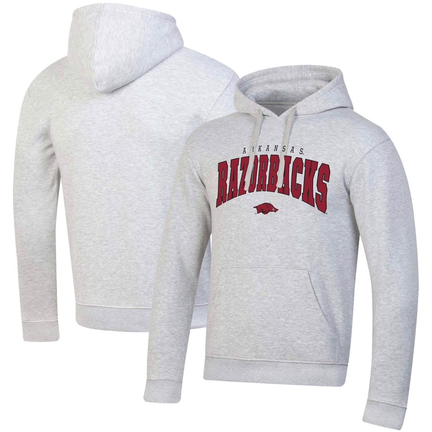 Men's Russell Arkansas Razorbacks Heather Gray Team Wordmark Pullover Hoodie