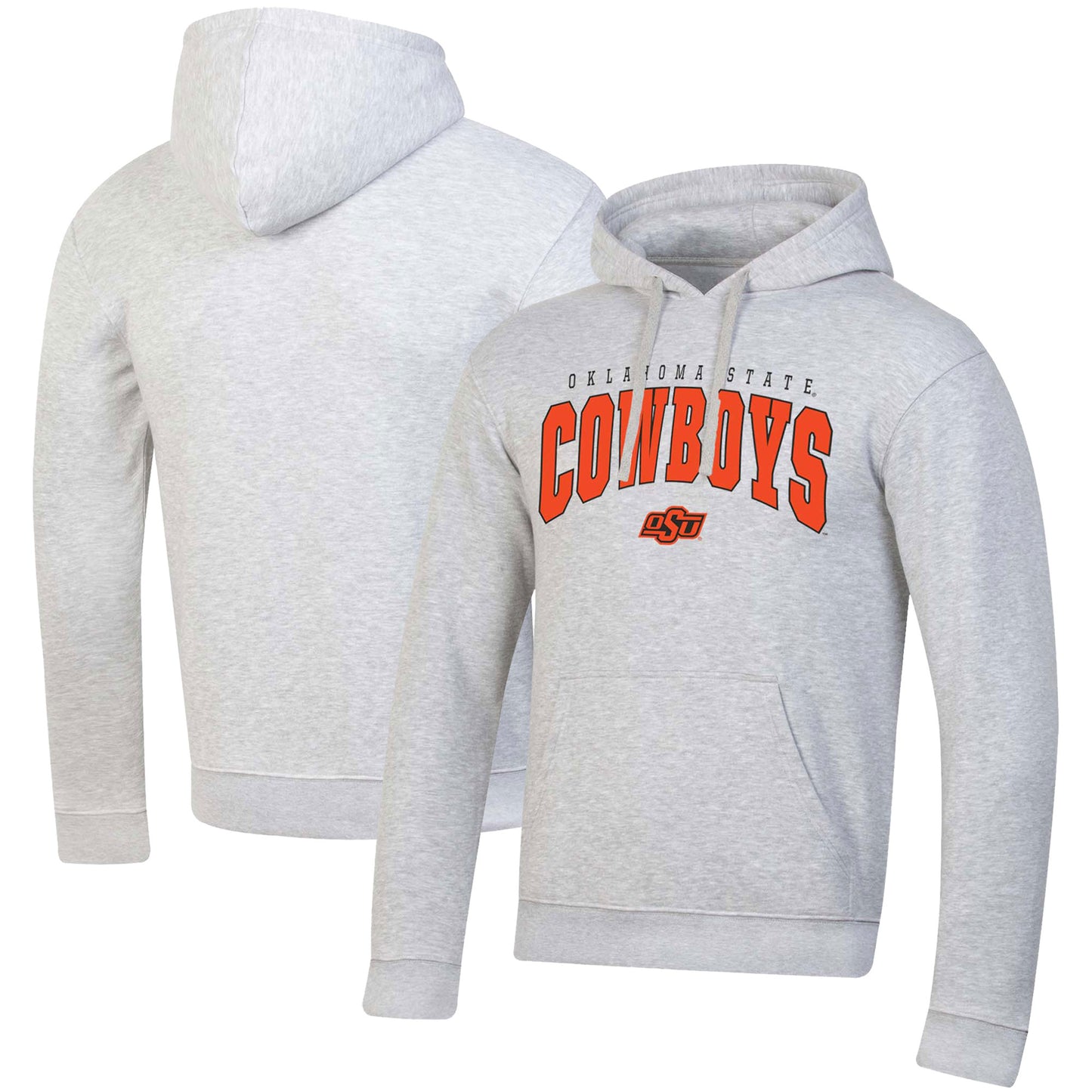 Men's Russell Oklahoma State Cowboys Heather Gray Team Wordmark Pullover Hoodie