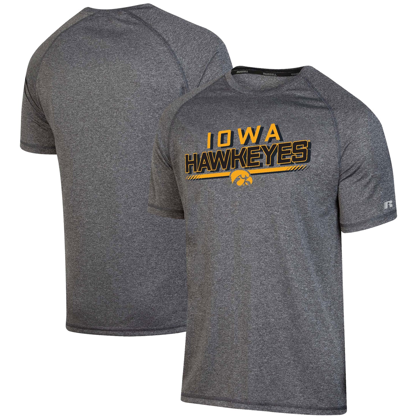 Men's Russell Heathered Gray Iowa Hawkeyes Synthetic Team T-Shirt