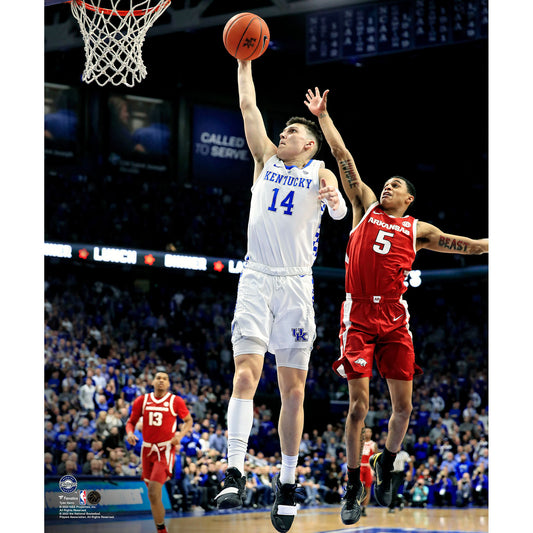 Tyler Herro Kentucky Wildcats Unsigned Dunking In White Jersey Photograph