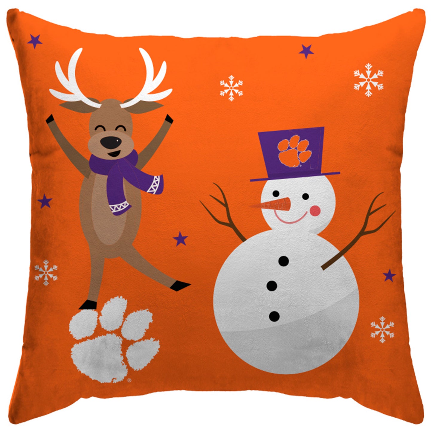 Clemson Tigers 18'' x 18'' Holiday Reindeer Décor Pillow