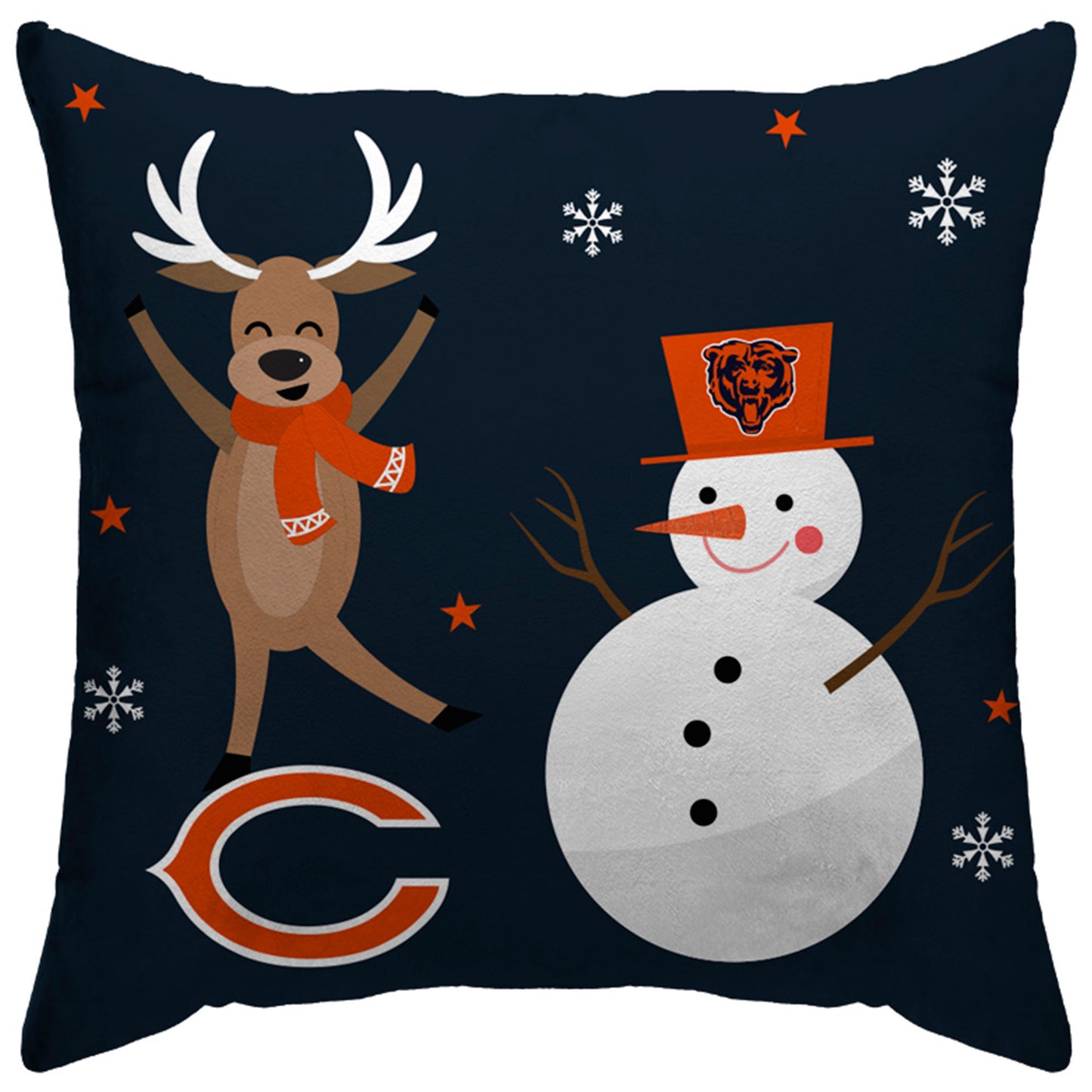 Chicago Bears 18'' x 18'' Holiday Reindeer D��cor Pillow