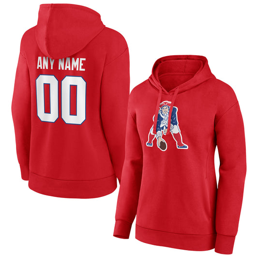 Women's Red New England Patriots Personalized Team Authentic Pullover Hoodie