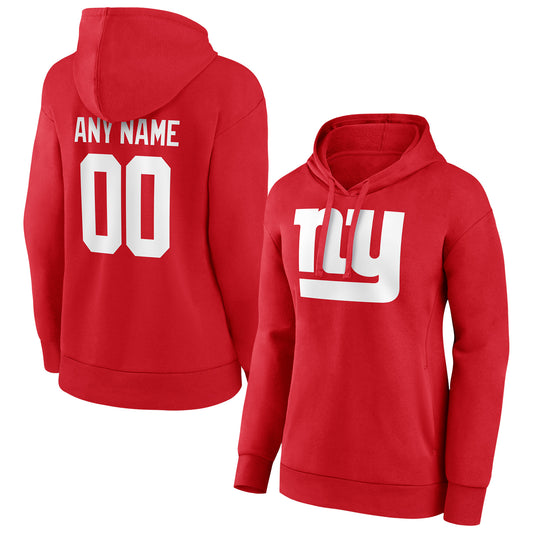 Women's Red New York Giants Personalized Team Authentic Pullover Hoodie