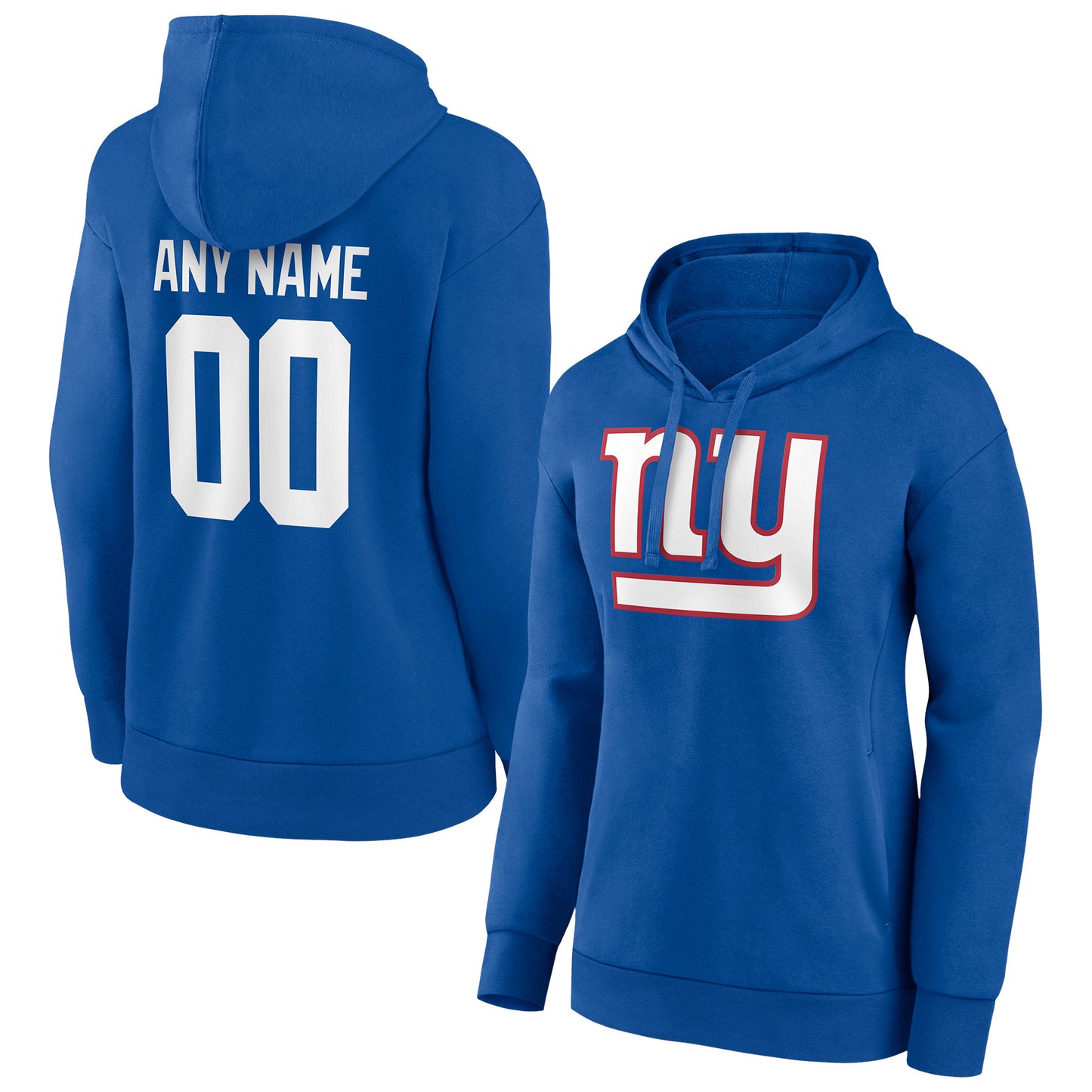 Women's Royal New York Giants Personalized Team Authentic Pullover Hoodie