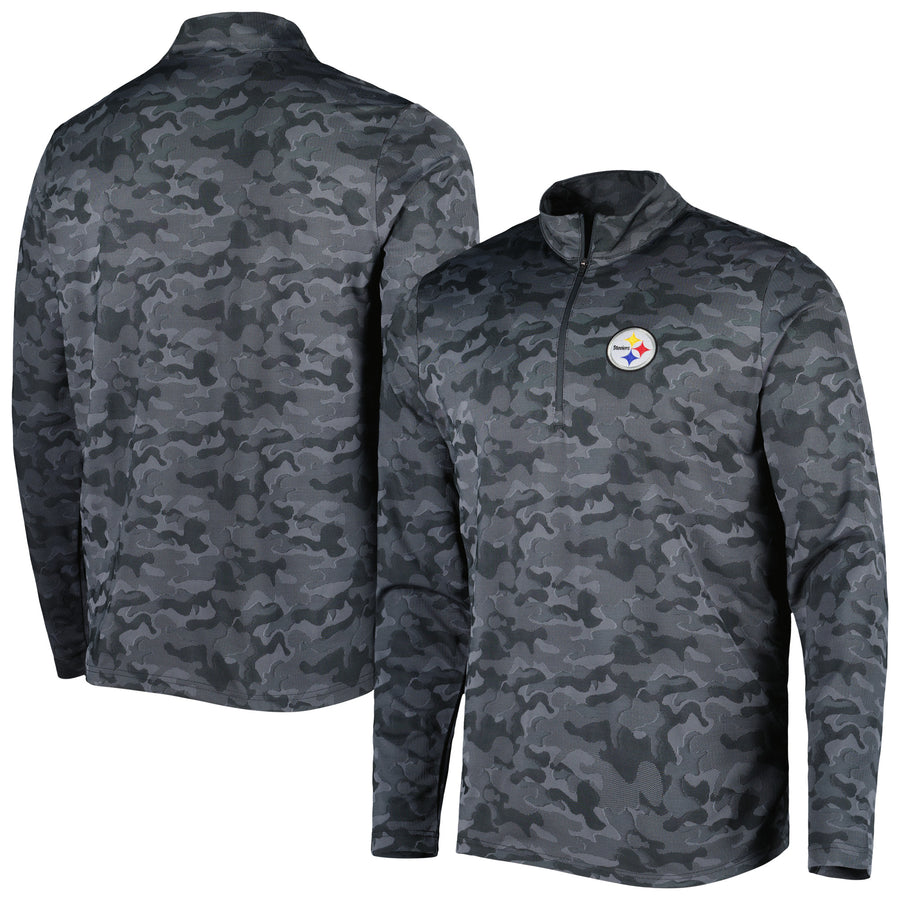 Men's Antigua Black Pittsburgh Steelers Brigade Quarter-Zip Sweatshirt