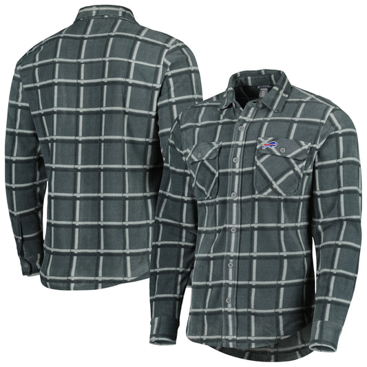 Men's Antigua Gray Buffalo Bills Industry Flannel Button-Up Shirt Jacket