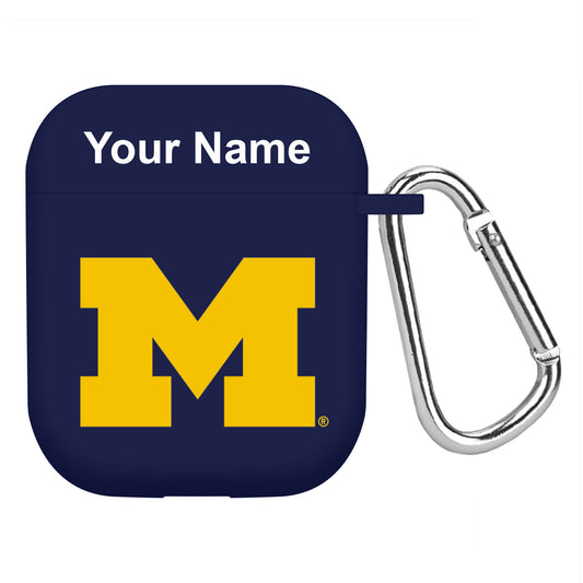 Navy Michigan Wolverines Personalized AirPods Case Cover