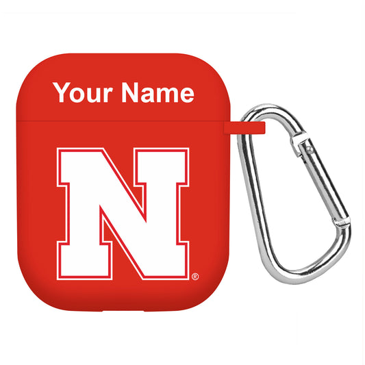 Scarlet Nebraska Huskers Personalized AirPods Case Cover