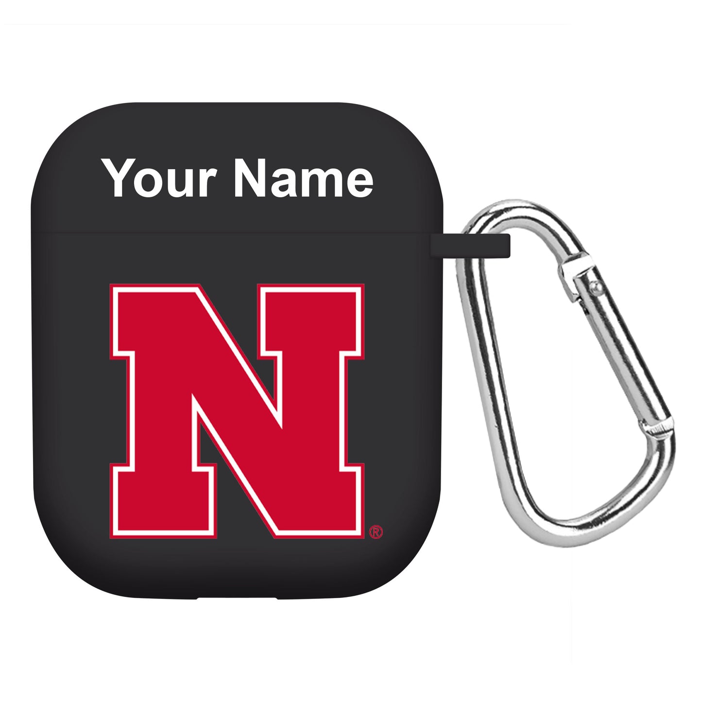 Black Nebraska Huskers Personalized AirPods Case Cover