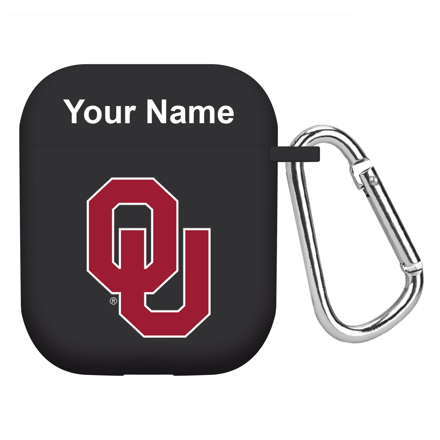 Black Oklahoma Sooners Personalized AirPods Case Cover