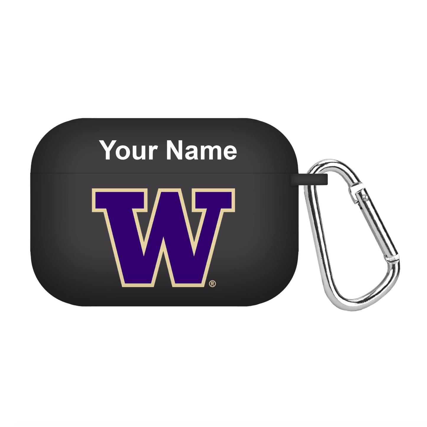 Black Washington Huskies Personalized AirPods Pro Case Cover