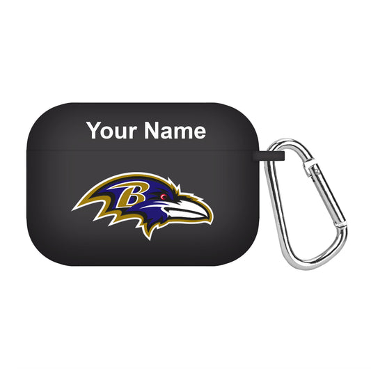 Black Baltimore Ravens Personalized AirPods Pro Case Cover