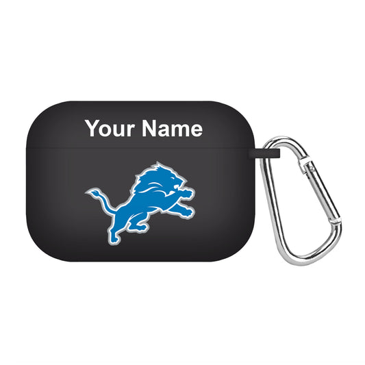 Black Detroit Lions Personalized AirPods Pro Case Cover