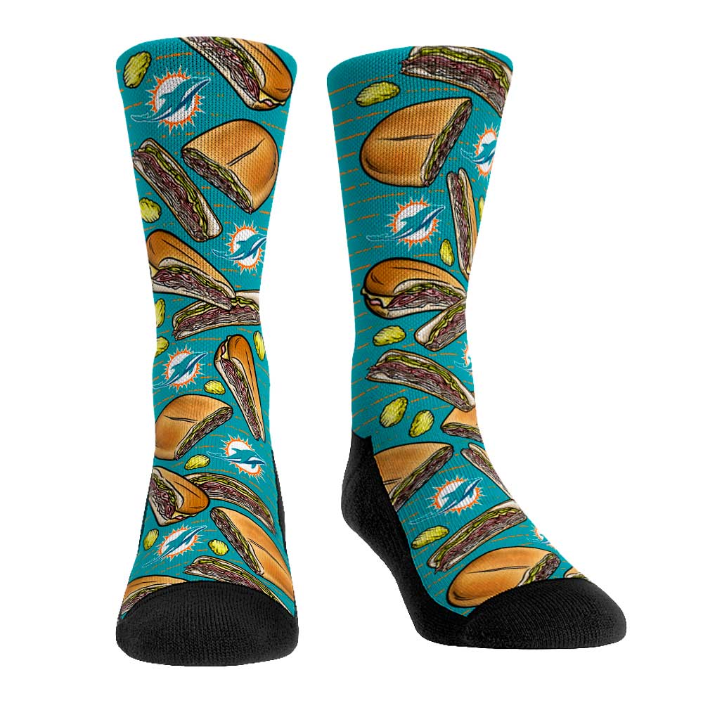 Men's Rock Em Socks Miami Dolphins Localized Food Crew Socks