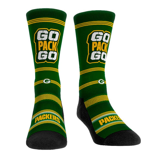 Rock Em Socks Green Bay Packers Team Slogan Crew Socks