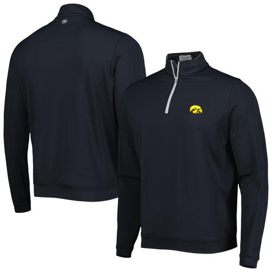 Men's Peter Millar Black Iowa Hawkeyes Perth Performance Quarter-Zip Top