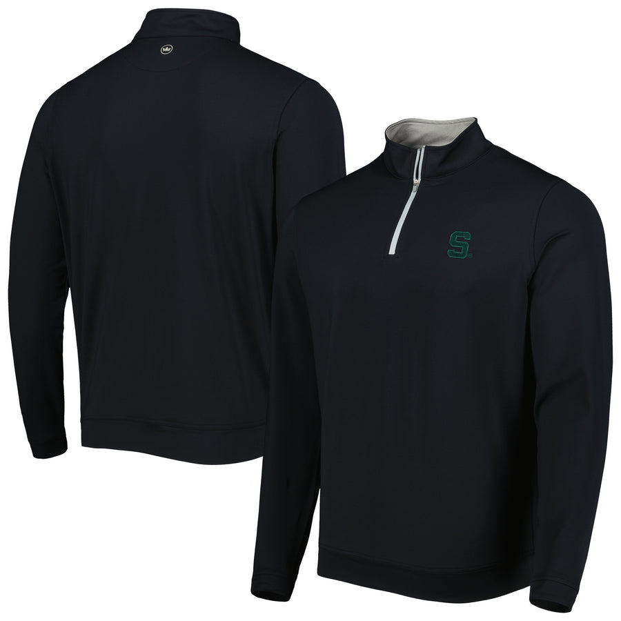Men's Peter Millar Black Michigan State Spartans Perth Performance Quarter-Zip Top