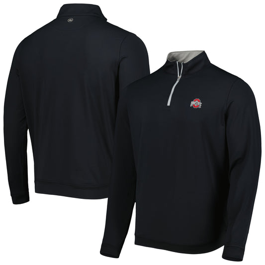 Men's Peter Millar Black Ohio State Buckeyes Perth Performance Quarter-Zip Top