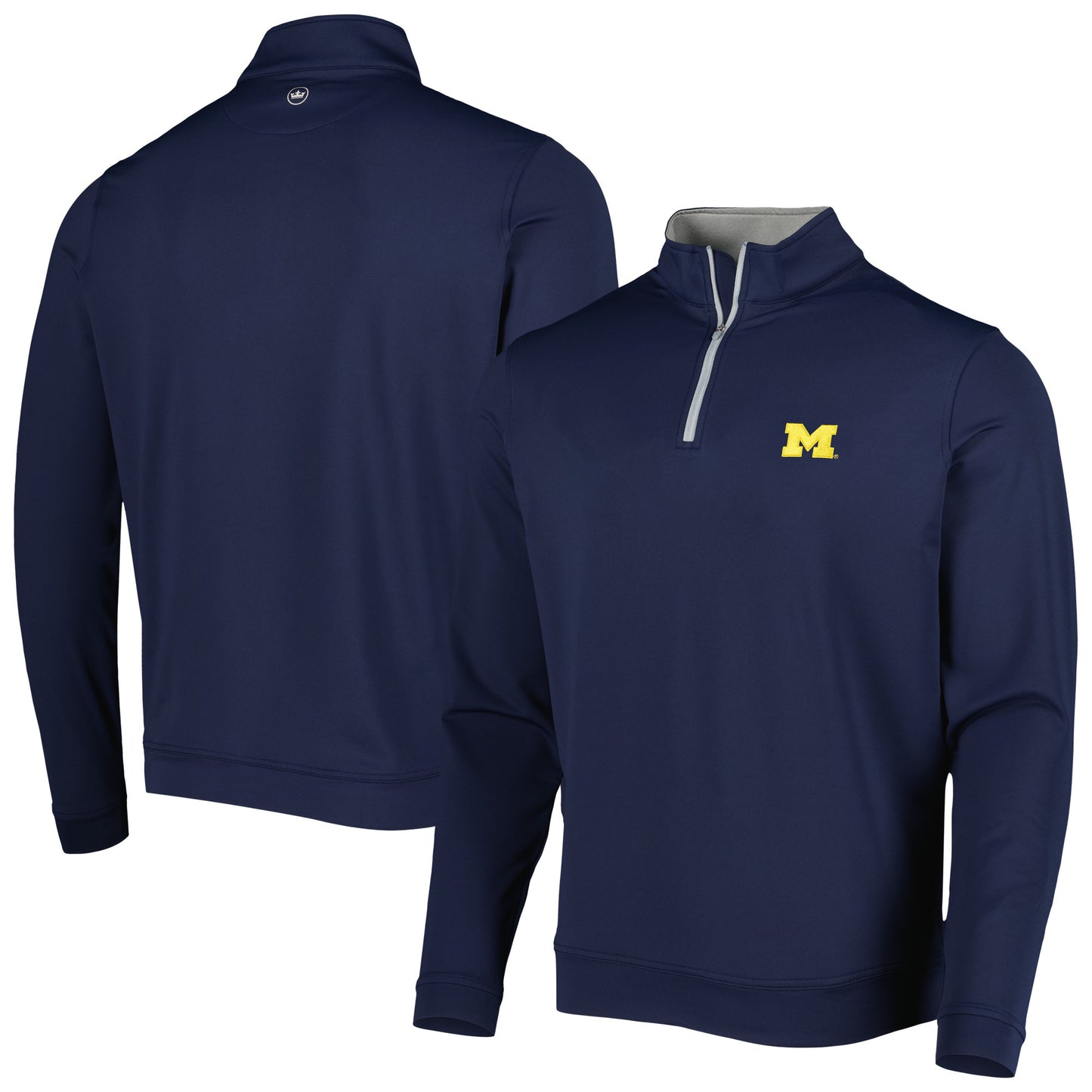 Men's Peter Millar Navy Michigan Wolverines Perth Performance Quarter-Zip Top