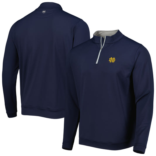 Men's Peter Millar Navy Notre Dame Fighting Irish Perth Performance Quarter-Zip Top