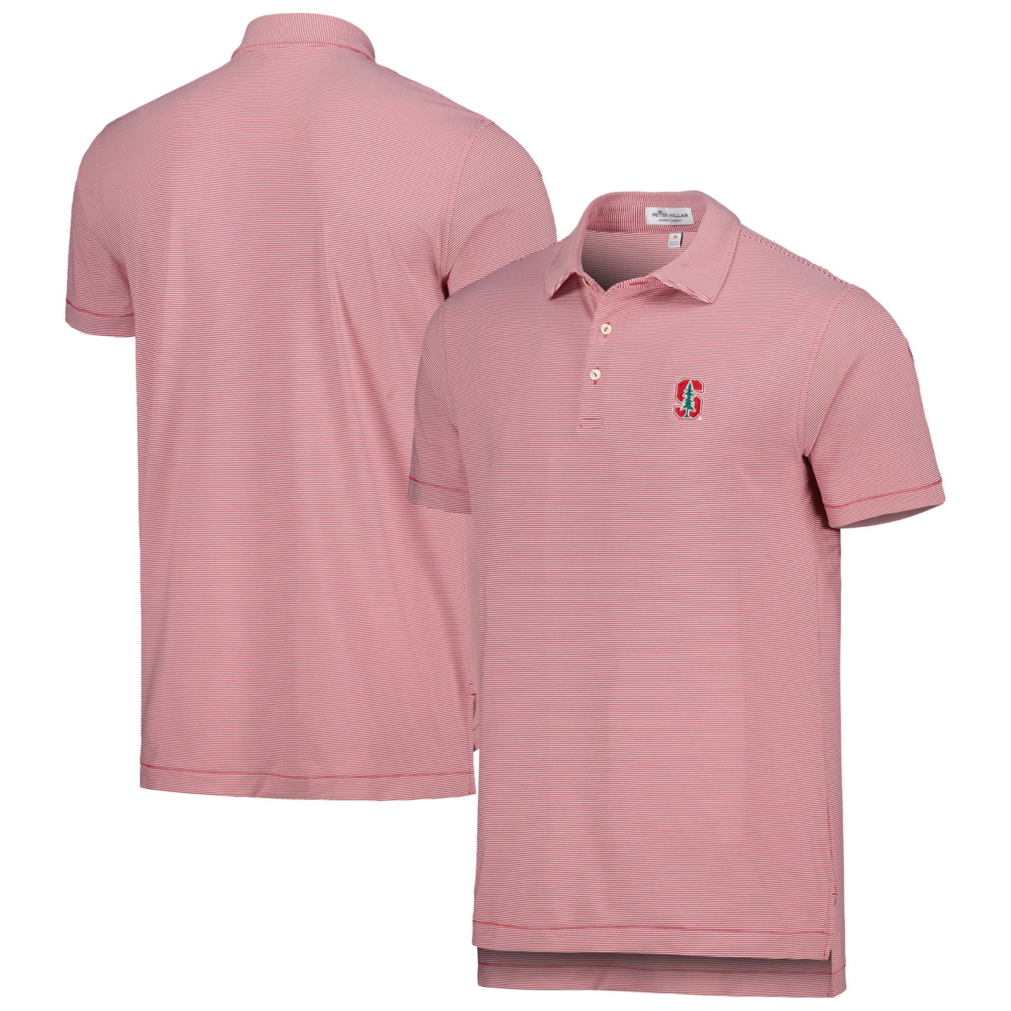 Men's Peter Millar Cardinal Stanford Cardinal Jubilee Stripe Performance Polo