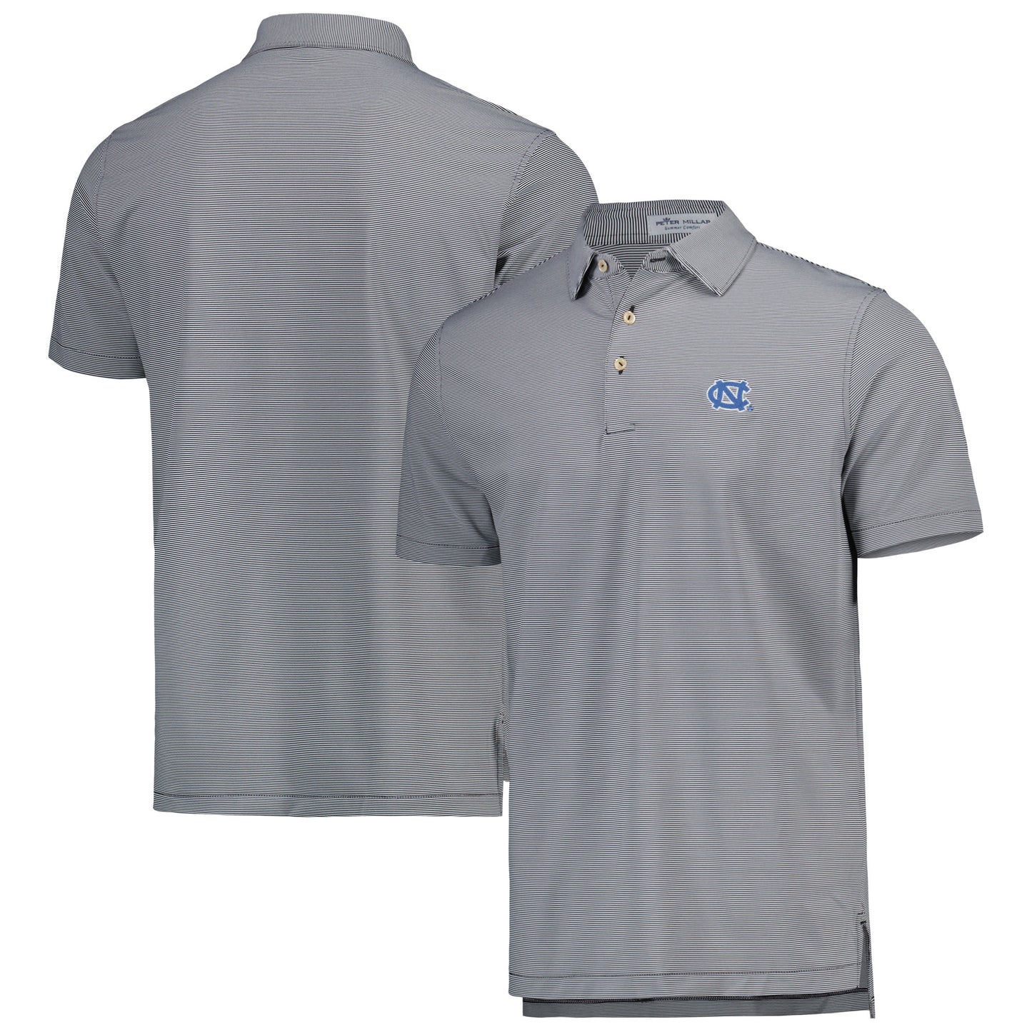 Men's Peter Millar Black North Carolina Tar Heels Jubilee Striped Performance Jersey Polo