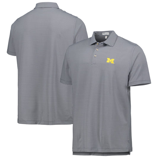 Men's Peter Millar Navy Michigan Wolverines Jubilee Striped Performance Jersey Polo