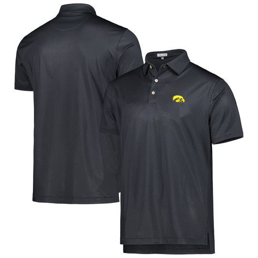 Men's Peter Millar Black Iowa Hawkeyes Dolly Performance Jersey Polo