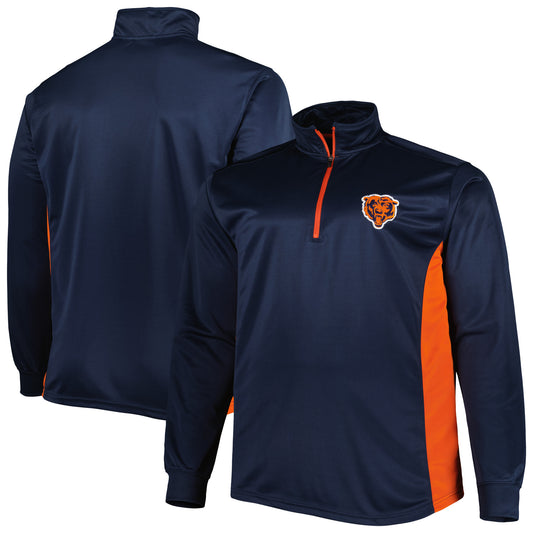 Men's Navy Chicago Bears Big & Tall Quarter-Zip Top