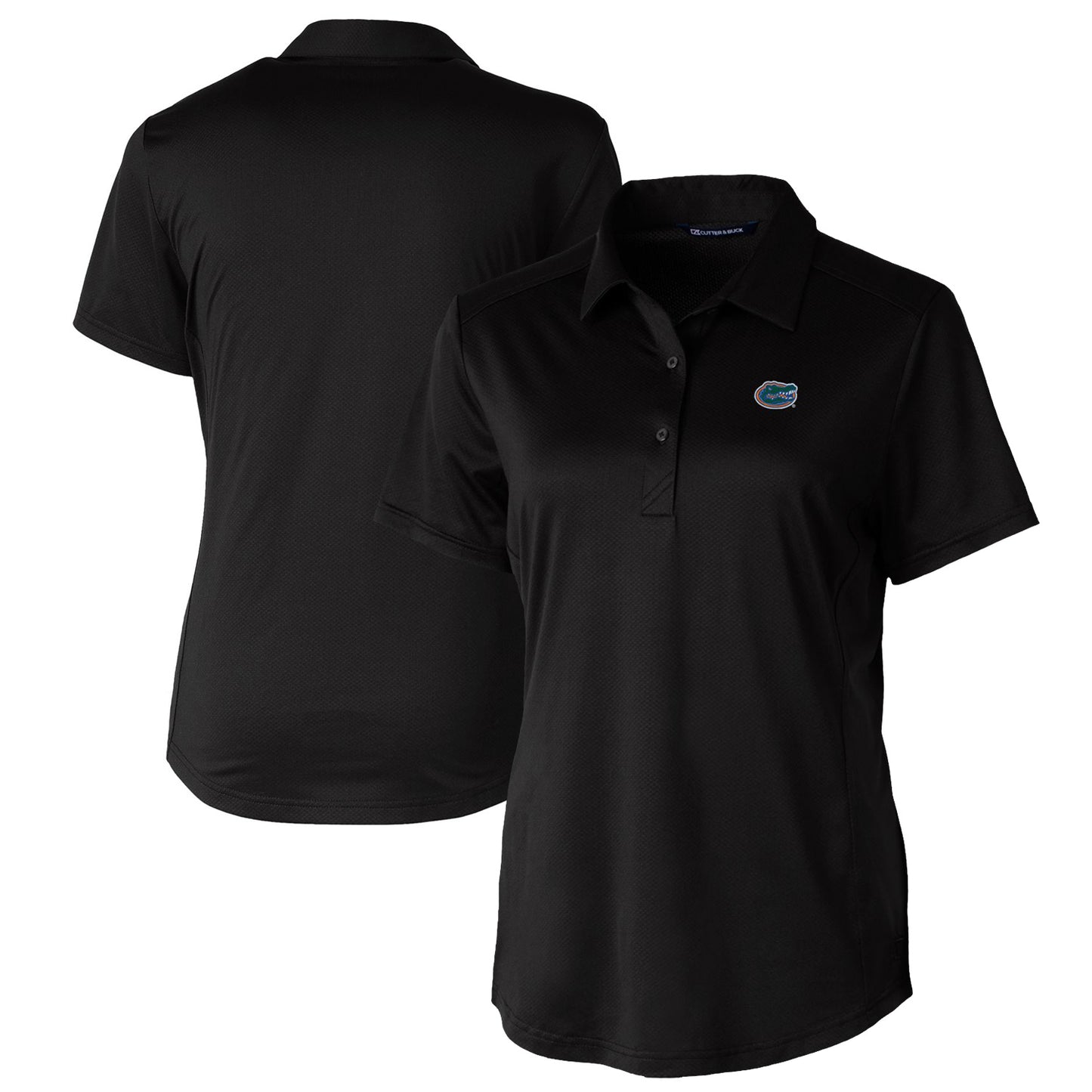 Women's Cutter & Buck Black Florida Gators Prospect Textured Stretch Polo