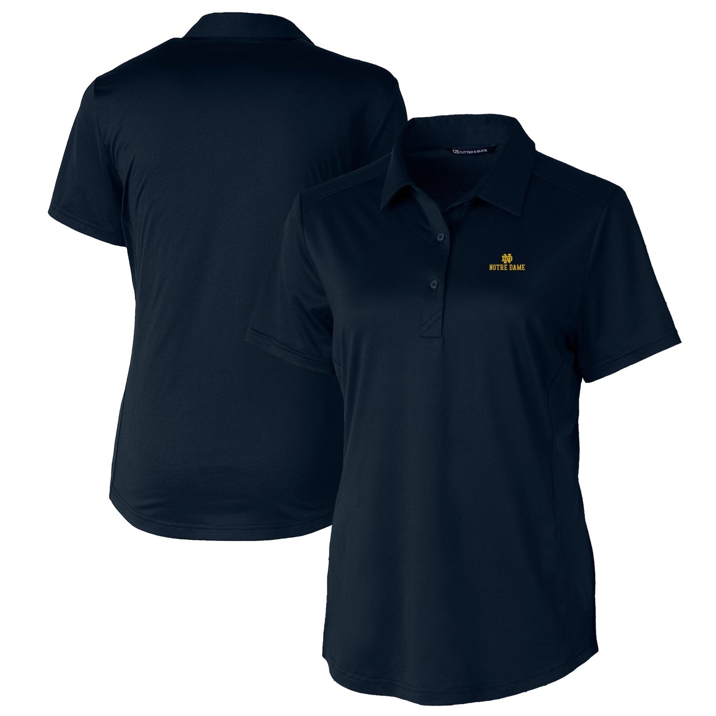 Women's Cutter & Buck Navy Notre Dame Fighting Irish Prospect Textured Stretch Polo