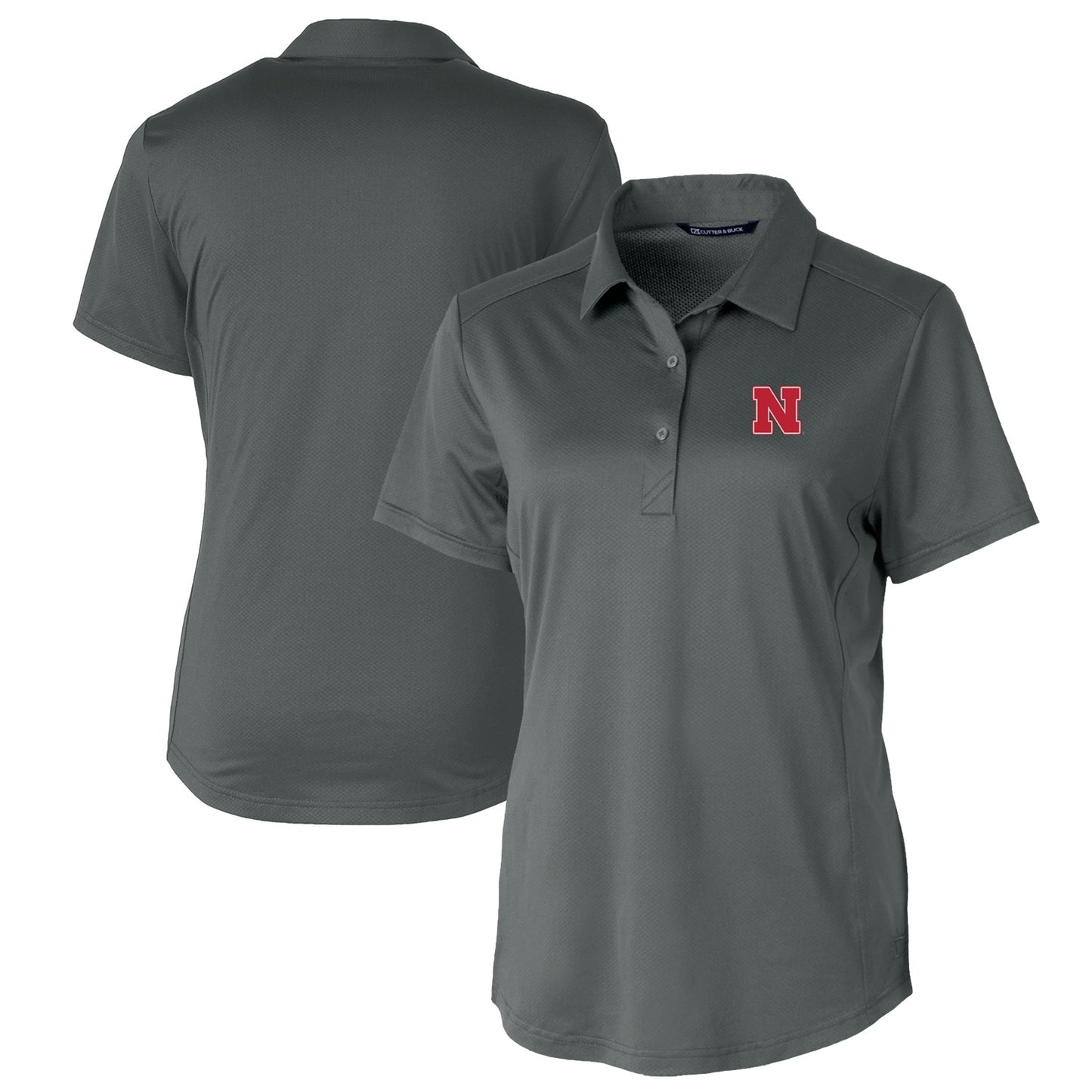 Women's Cutter & Buck Gray Nebraska Huskers Prospect Textured Stretch Polo