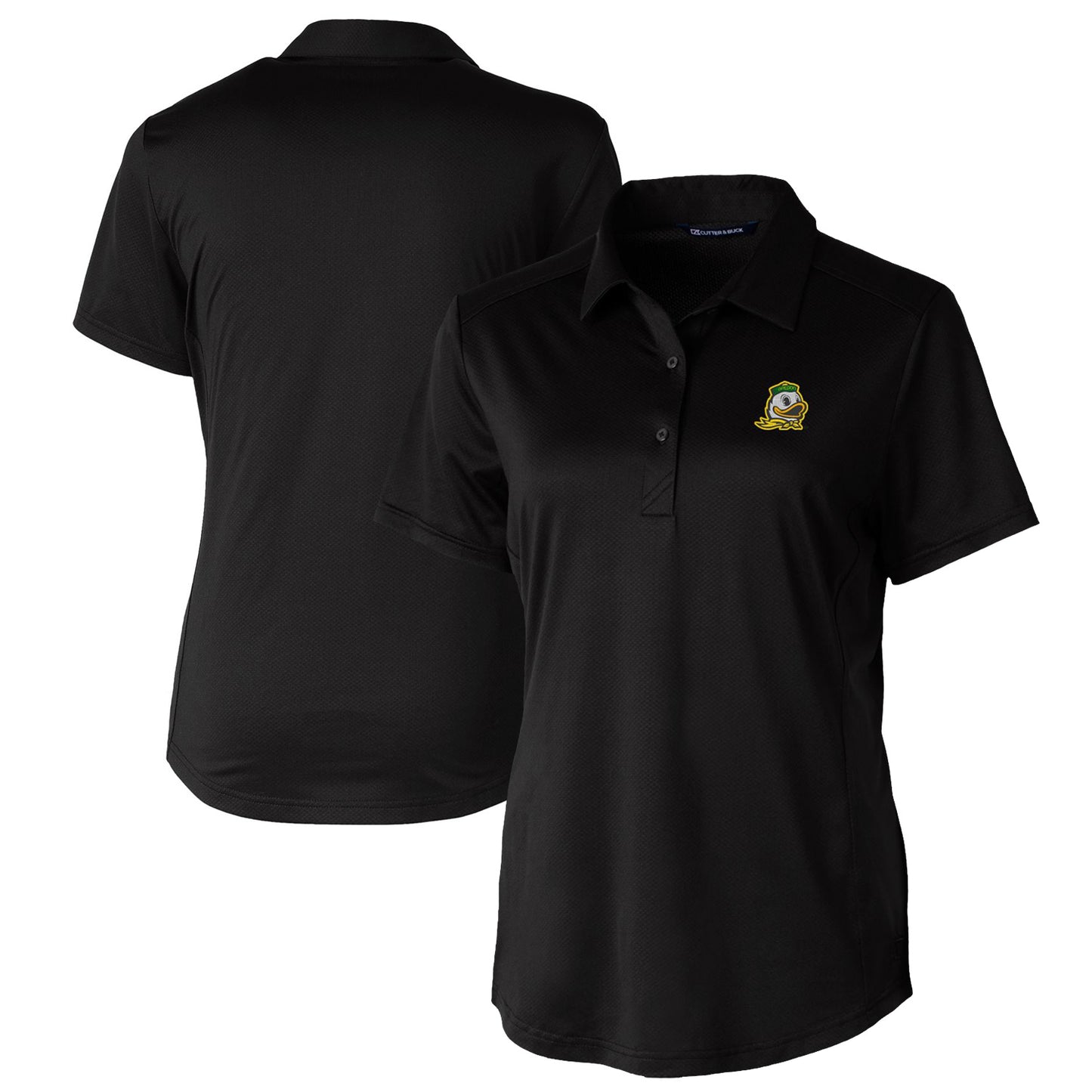 Women's Cutter & Buck Black Oregon Ducks Prospect Textured Stretch Polo