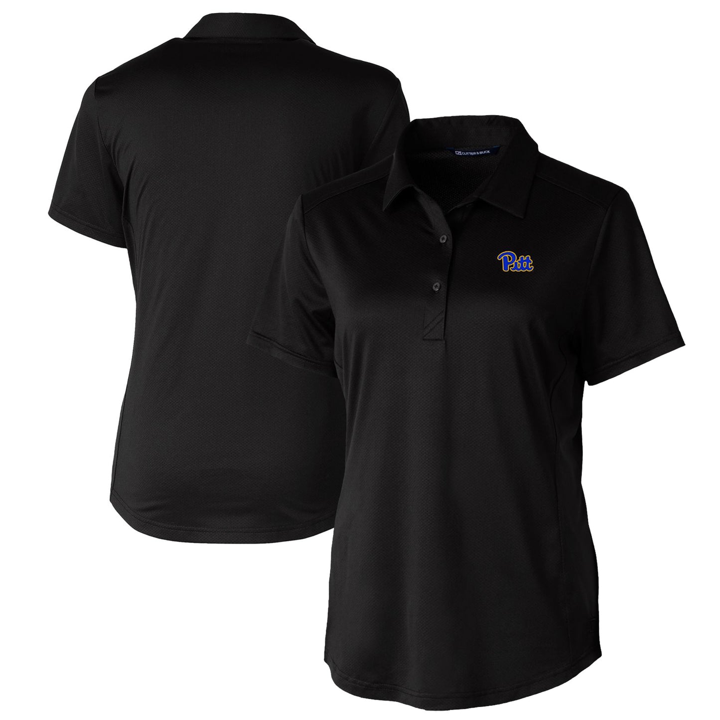 Women's Cutter & Buck Black Pitt Panthers Prospect Textured Stretch Polo