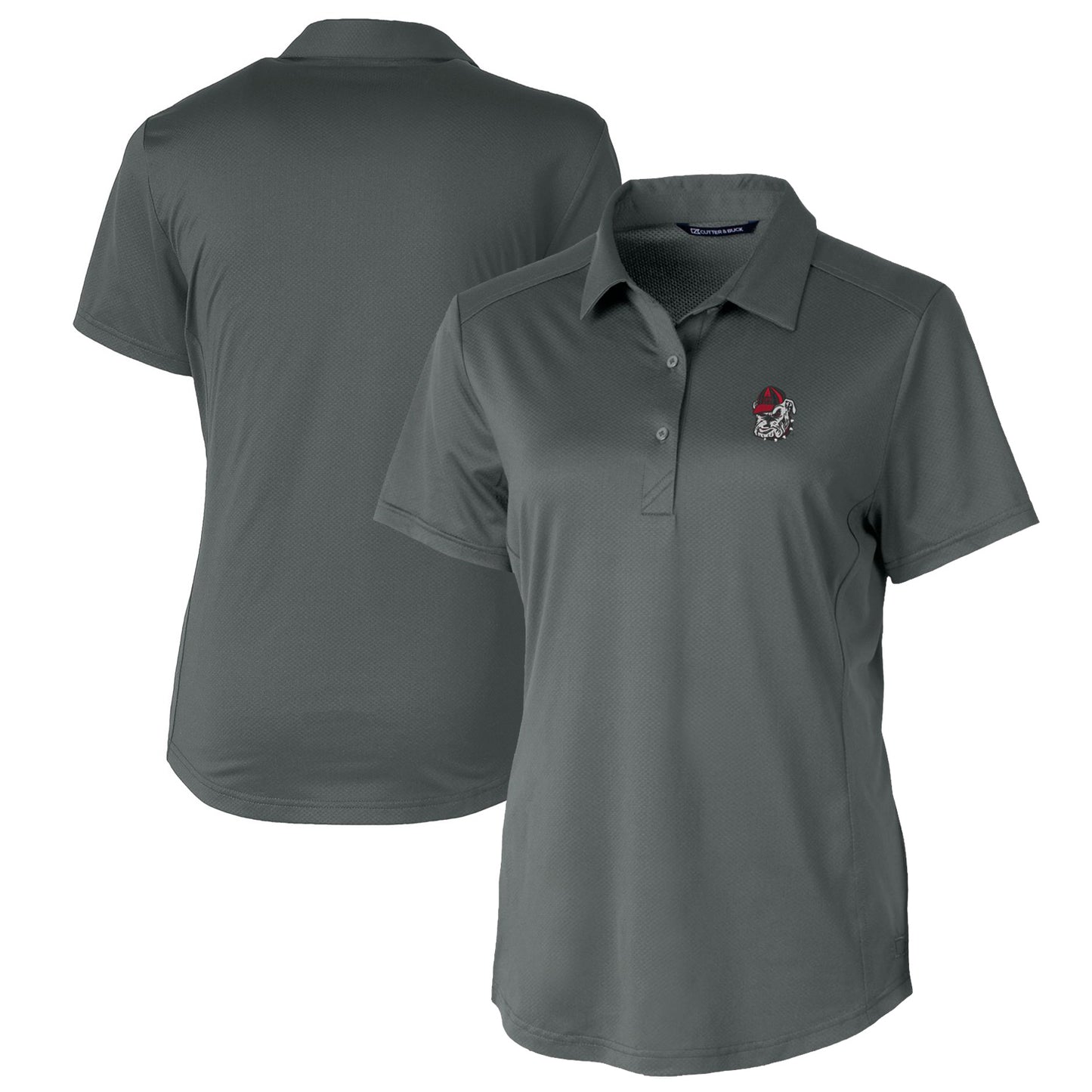 Women's Cutter & Buck Gray Georgia Bulldogs Prospect Textured Stretch Polo
