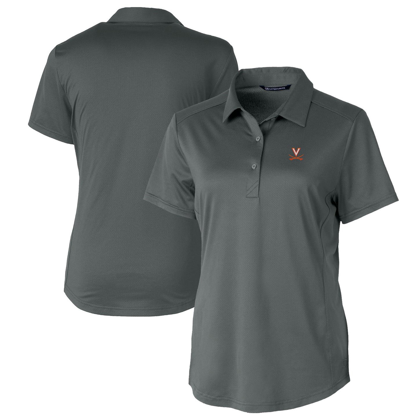 Women's Cutter & Buck Gray Virginia Cavaliers Prospect Textured Stretch Polo