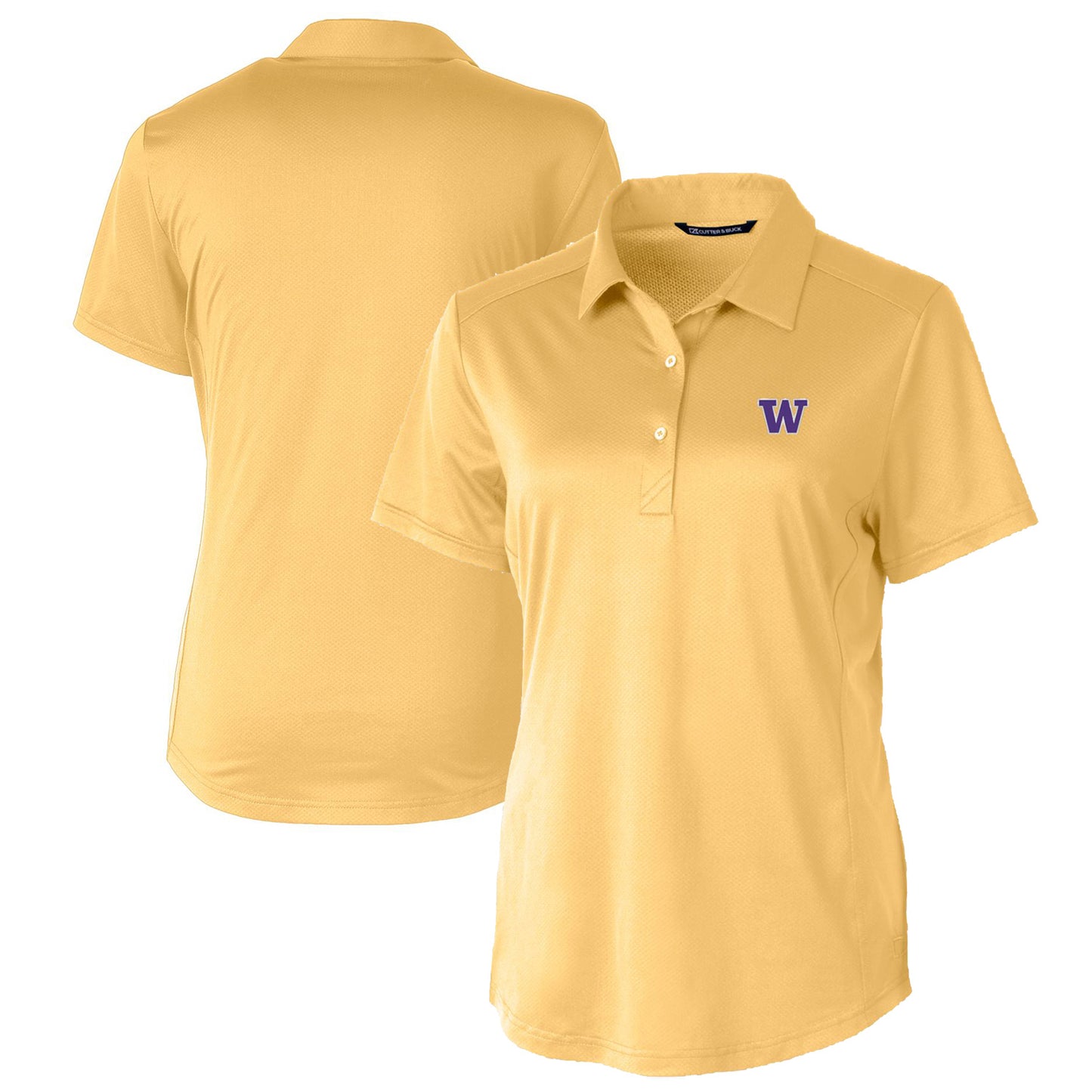 Women's Cutter & Buck Yellow Washington Huskies Prospect Textured Stretch Polo