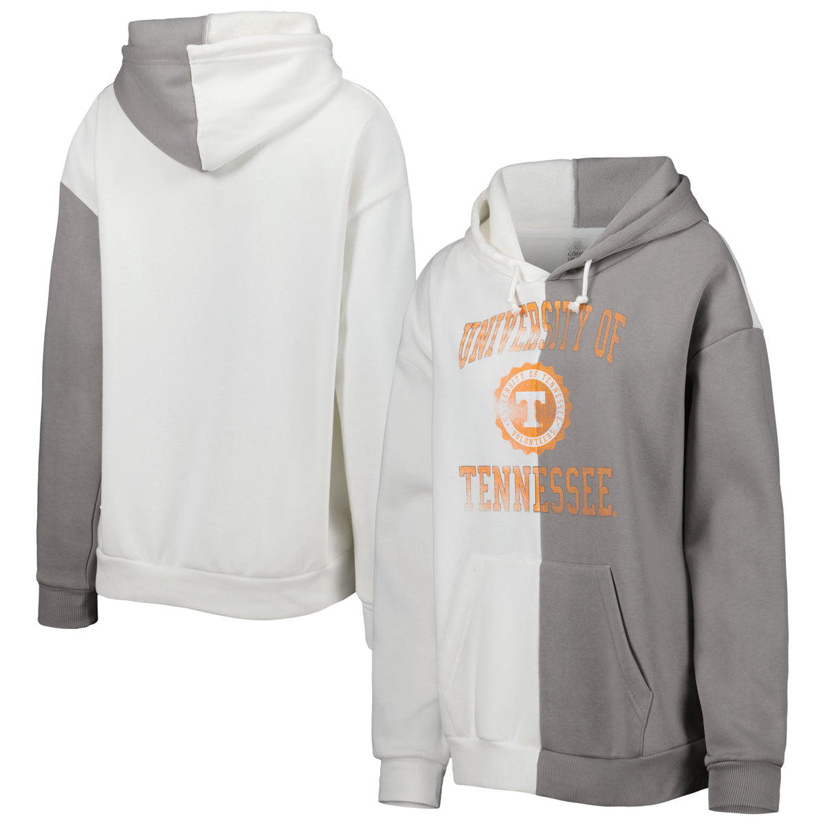 Women's Gameday Couture Gray/White Tennessee Volunteers Split Pullover Hoodie