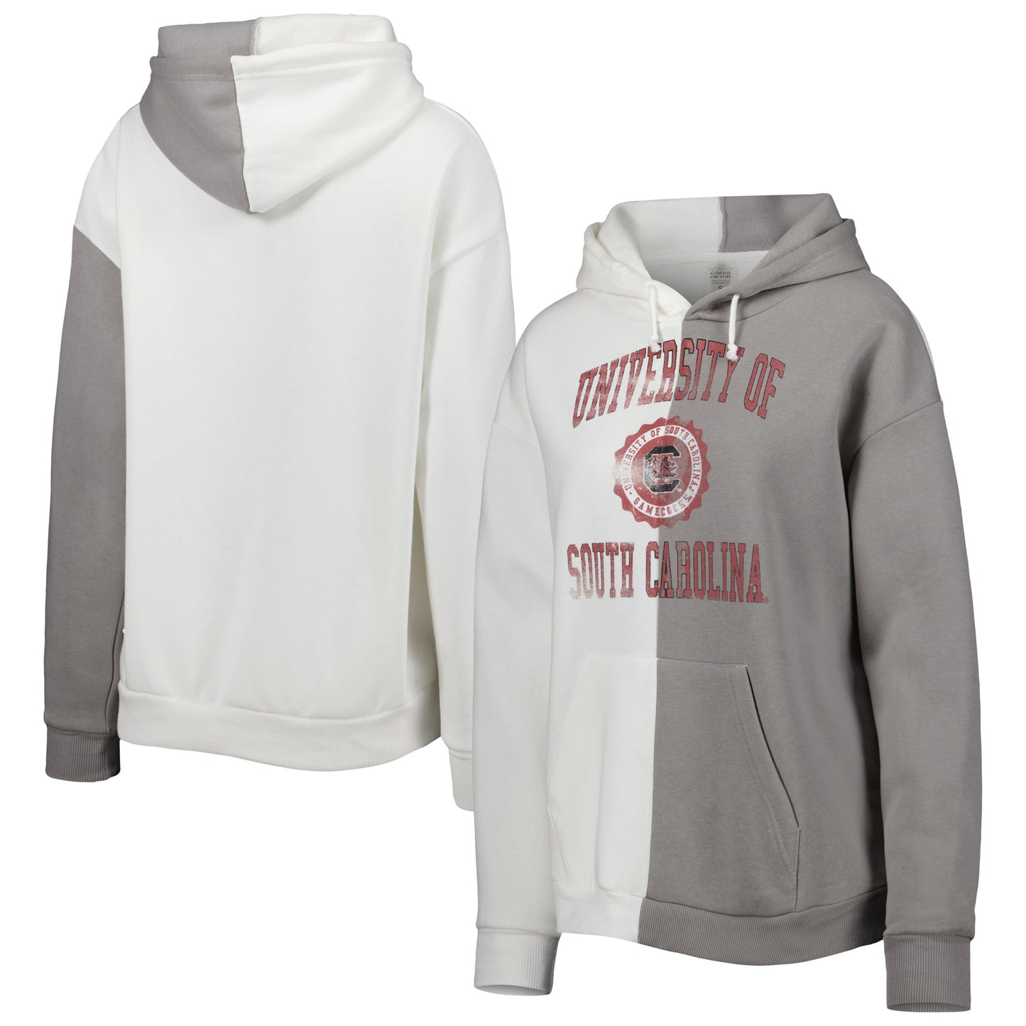 Women's Gameday Couture Gray/White South Carolina Gamecocks Split Pullover Hoodie