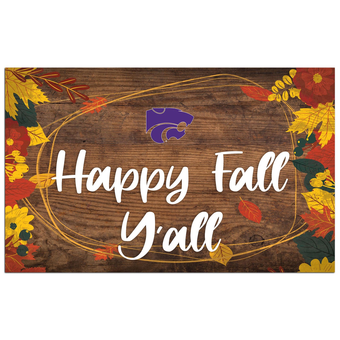 Kansas State Wildcats 11'' x 19'' Happy Fall Y'all Sign