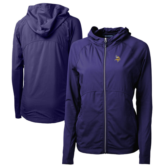 Women's Cutter & Buck Purple Minnesota Vikings Adapt Eco Knit Hybrid Recycled Full-Zip Hoodie