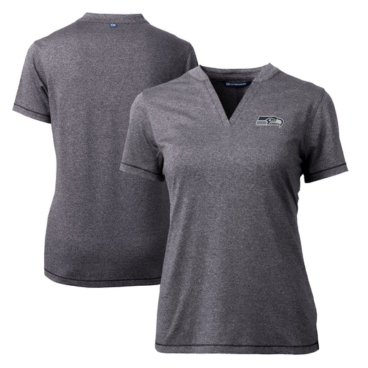 Women's Cutter & Buck Heather Charcoal Seattle Seahawks Forge Stretch Blade Polo