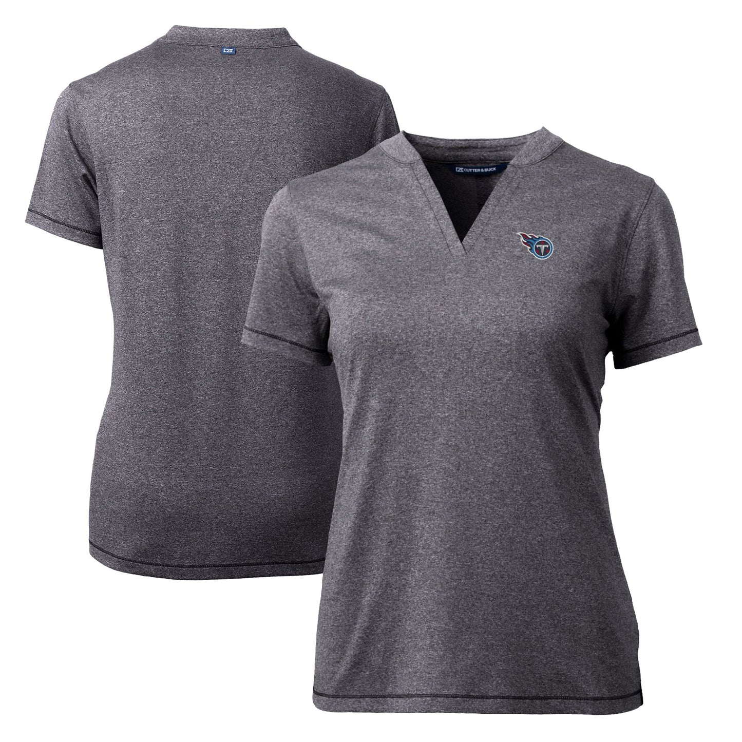 Women's Cutter & Buck Heather Charcoal Tennessee Titans Forge Stretch Blade Polo