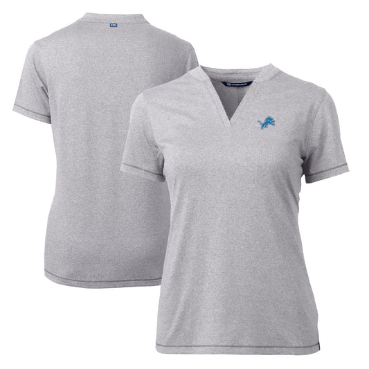 Women's Cutter & Buck Heather Gray Detroit Lions Forge Stretch Blade Polo