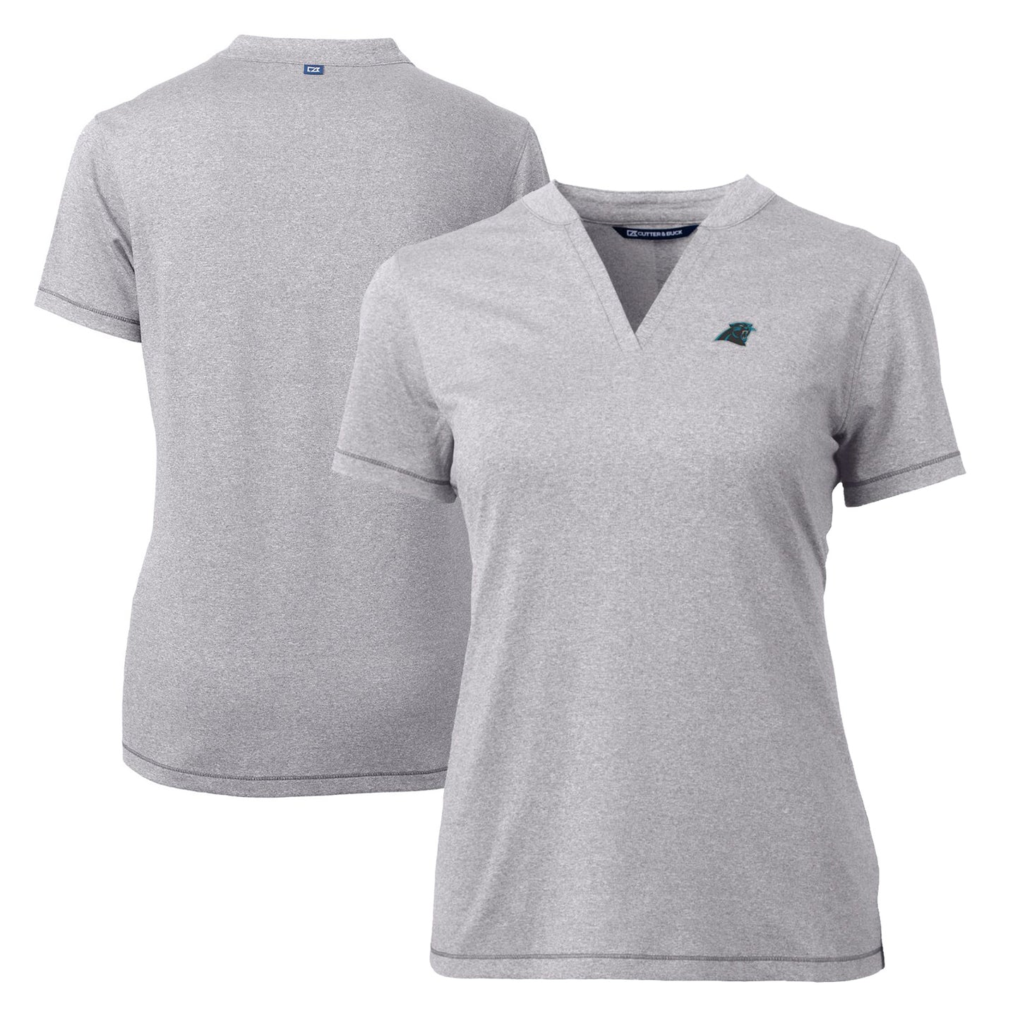 Women's Cutter & Buck Heather Gray Carolina Panthers Forge Stretch Blade Polo