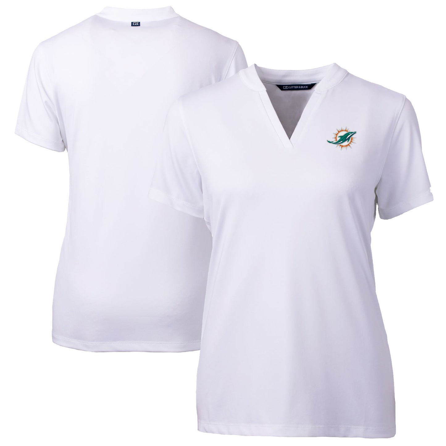 Women's Cutter & Buck White Miami Dolphins Forge Stretch Blade Polo