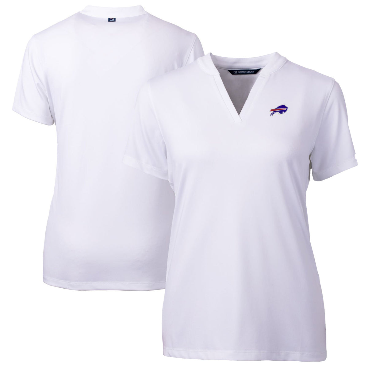 Women's Cutter & Buck White Buffalo Bills Forge Stretch Blade Polo