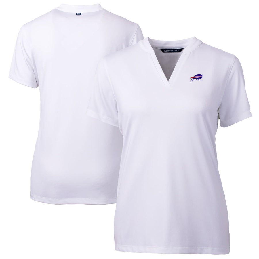 Women's Cutter & Buck White Buffalo Bills Forge Stretch Blade Polo