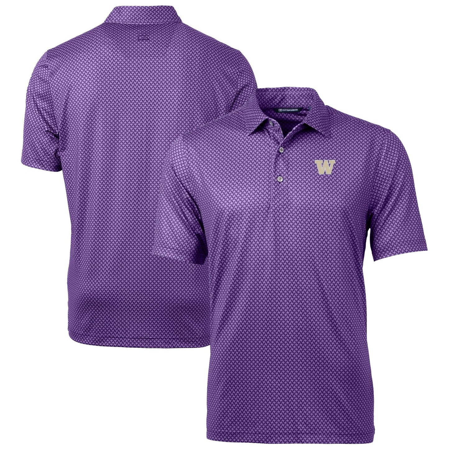 Men's Cutter & Buck Purple Washington Huskies Big & Tall Pike Banner Print Polo